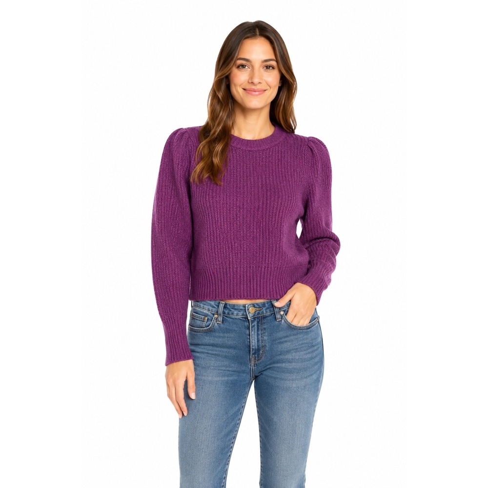 Z Supply Women‎ Purple Knit Puff Sleeve Sweater Size Small Cozy